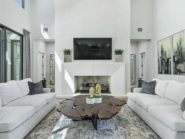a room with cabinets and flat screen tv