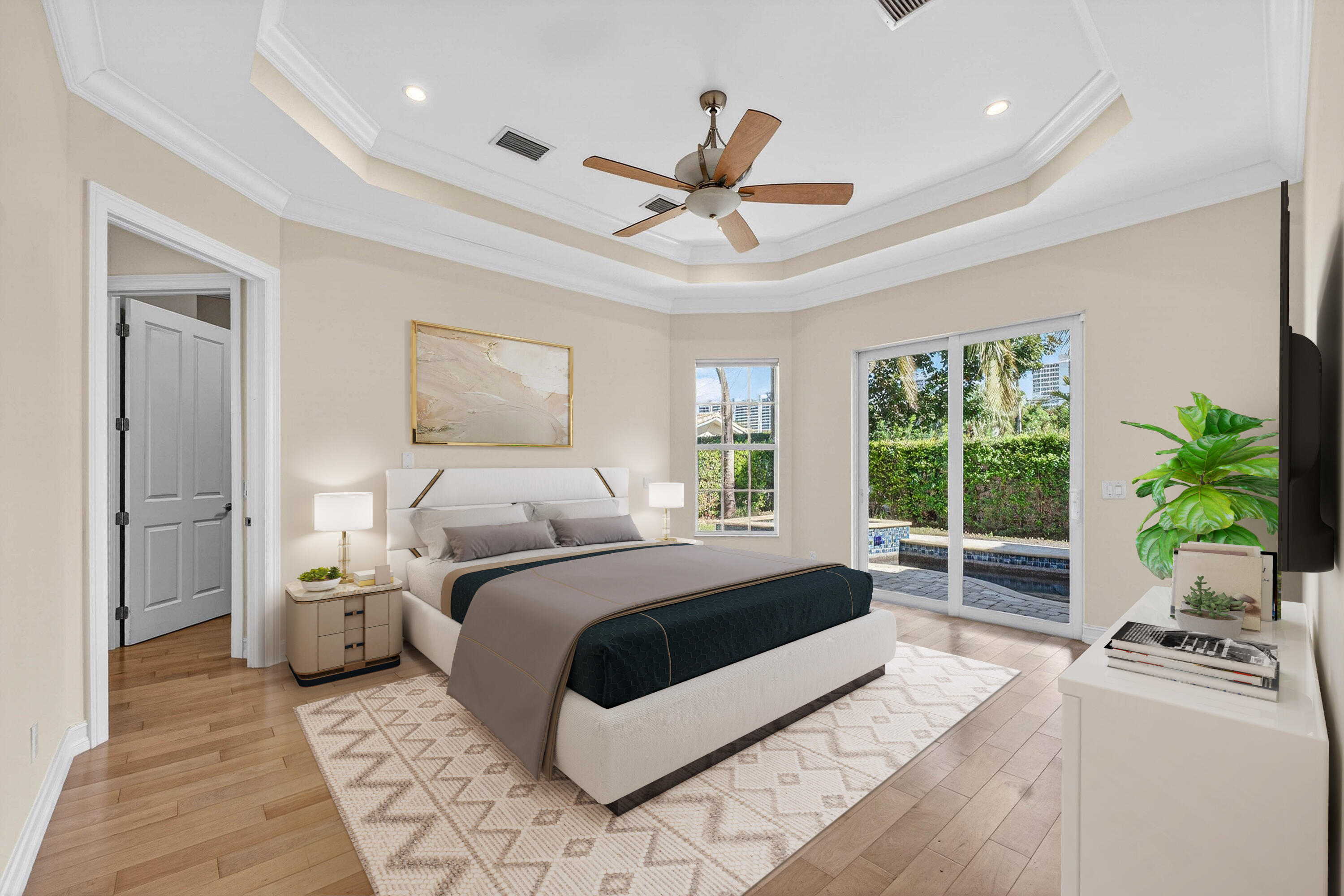 2920 Spanish River Road Boca Raton, FL 33432 - Photo 30 of 75 a spacious bedroom with a large bed and a window