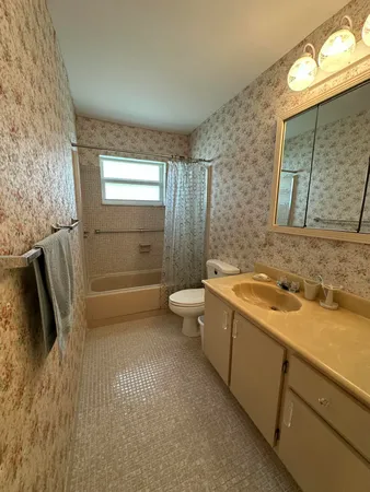 a bathroom with a sink a toilet a mirror and shower