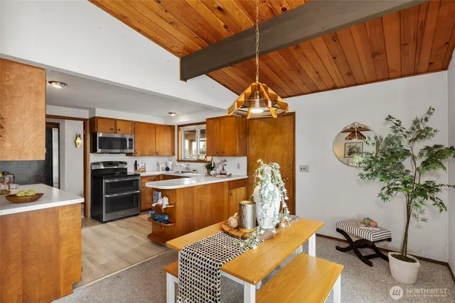 a room with furniture and a table