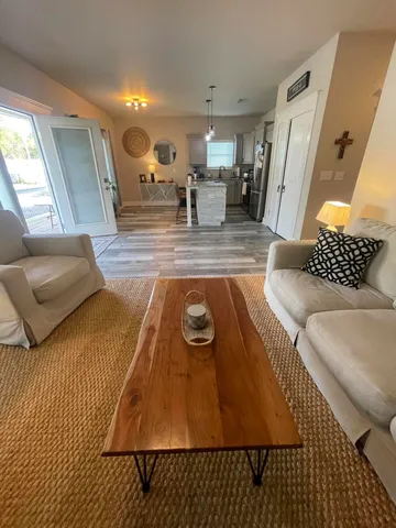 a living room with furniture