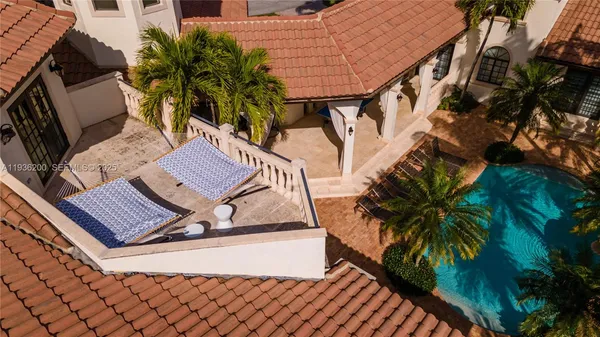 an aerial view of a house