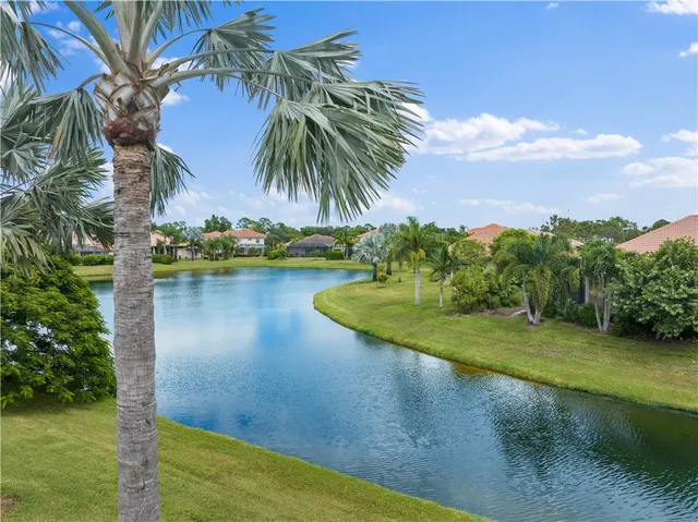 a view of a lake with beach