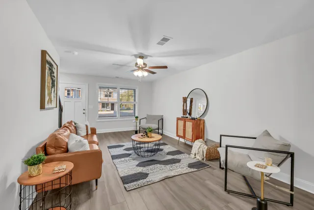 a living room with furniture