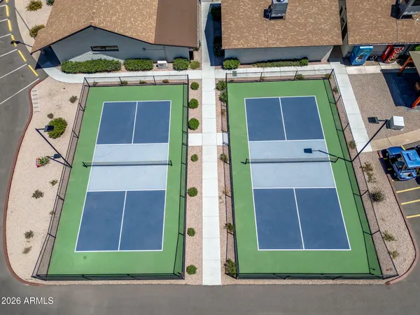 an aerial view of a house