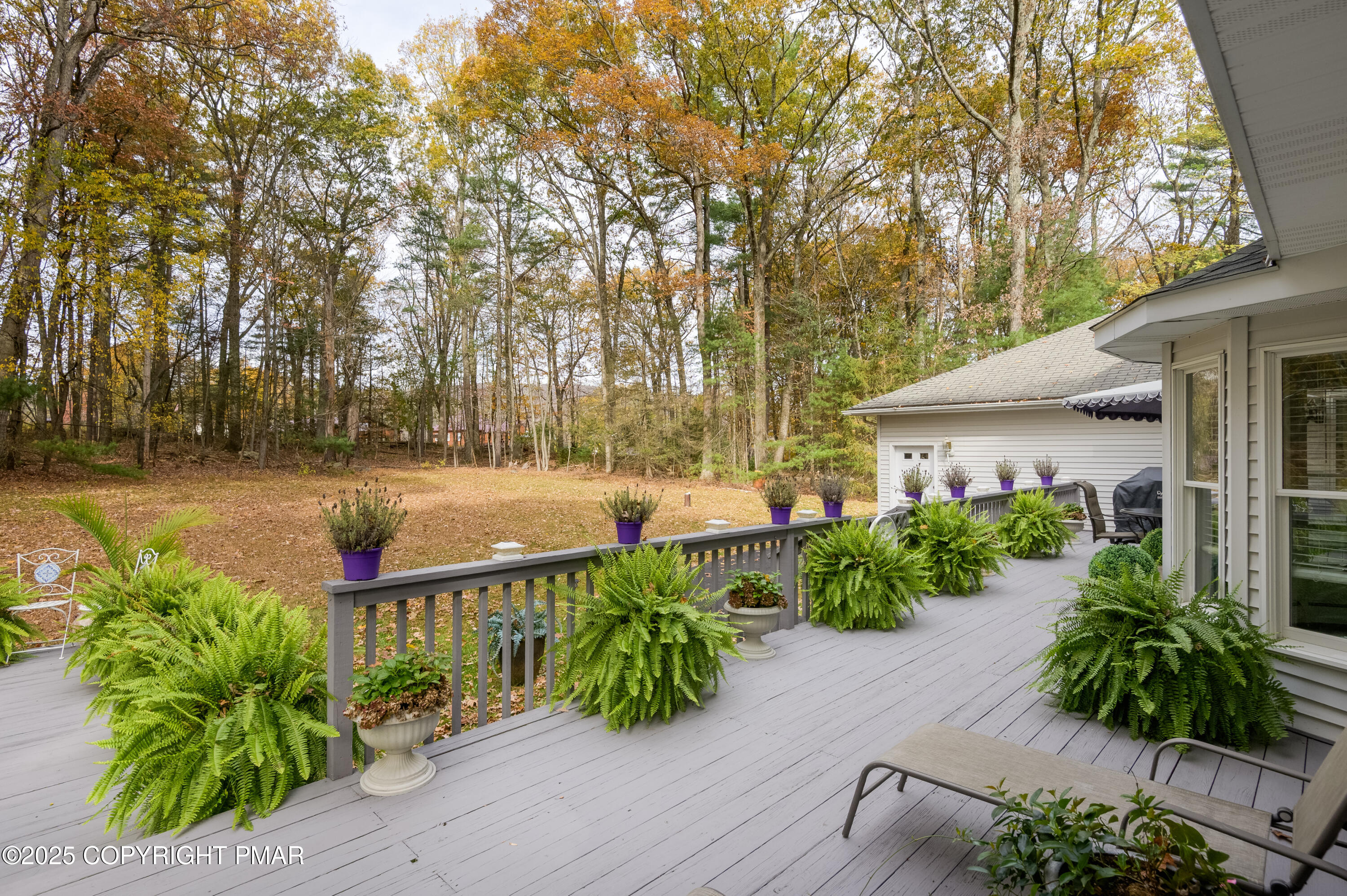 3038 Hemlock Road Stroudsburg, PA 18360 - Photo 51 of 64 a view of a garden with potted plants and large trees