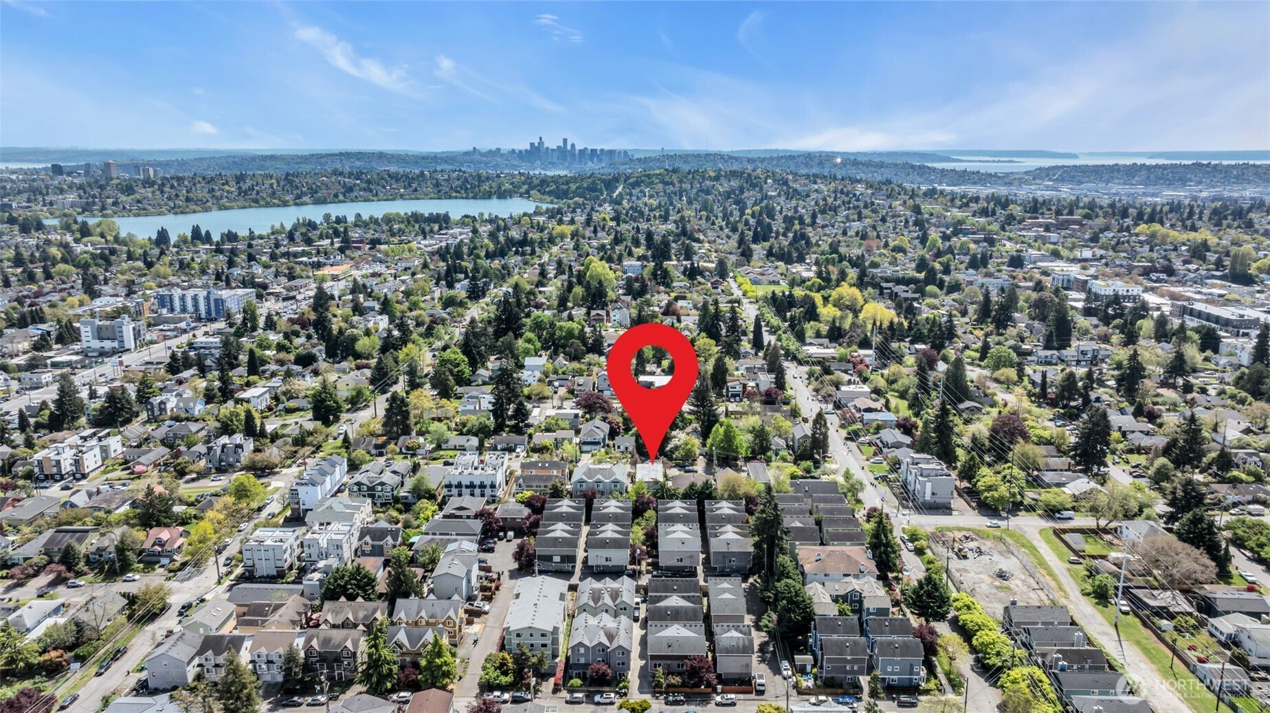 722 North 92nd Street, Unit 1 Seattle, WA 98103 - Photo 30 of 33 an aerial view of a houses with a city