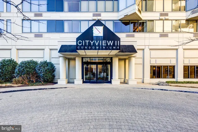 a view of a building with a large windows