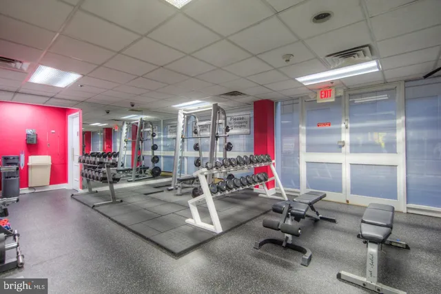 a view of a room with gym equipment