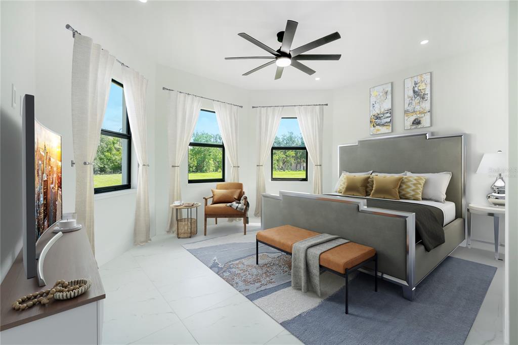 14080 Sydney Road Dover, FL 33527 - Photo 29 of 51 a spacious bedroom with a bed a couch and a large window