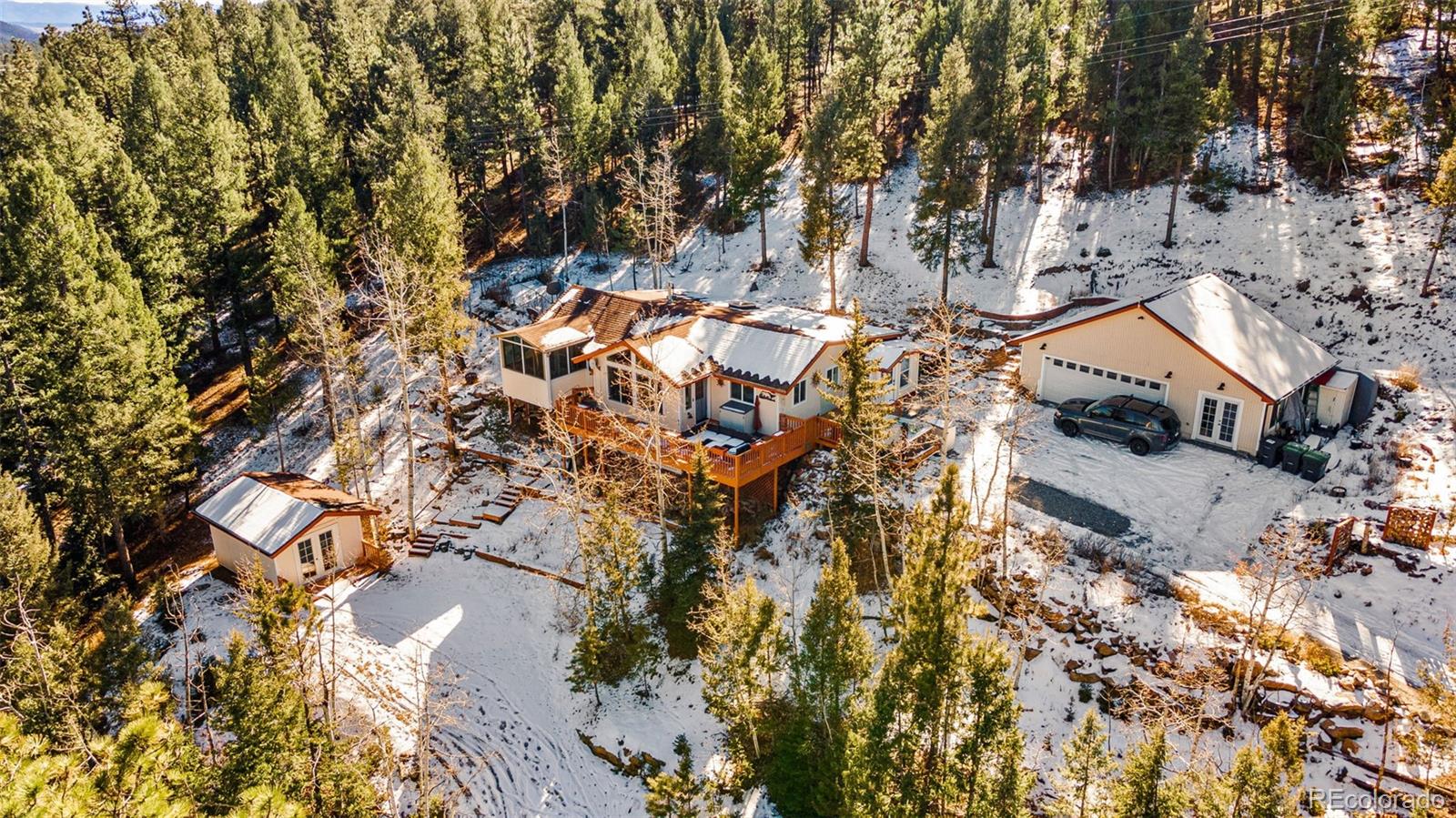 an aerial view of residential house with parking space