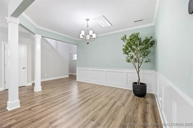 a view of a livingroom with a chandelier