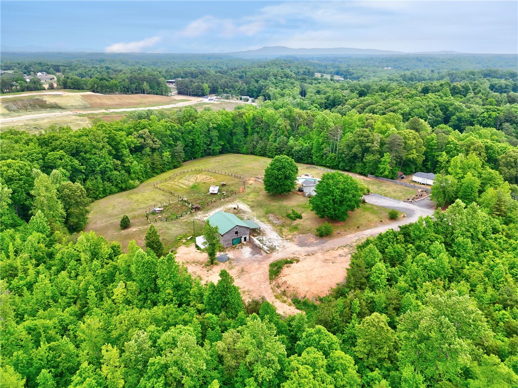 433 Latham Road Easley, SC 29640 - Photo 32 of 50 Sprawling acreage with a barn and additional structures nestled amongst verdant trees, ideal for rural living.