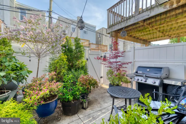 a view of a backyard with plants and a garden