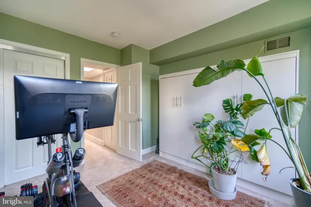 a front view of a house with a potted plant