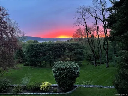 a view of a golf course with a garden