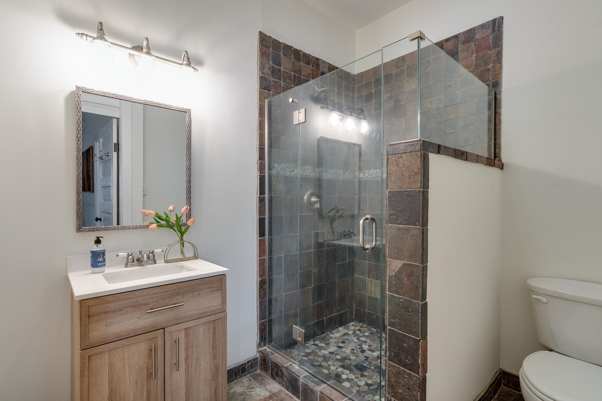 513 South Cox Street Memphis, TN 38104 - Photo 15 of 39 a bathroom with a shower sink vanity and toilet