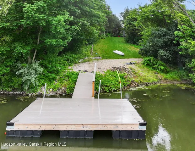 a view of a lake from a yard