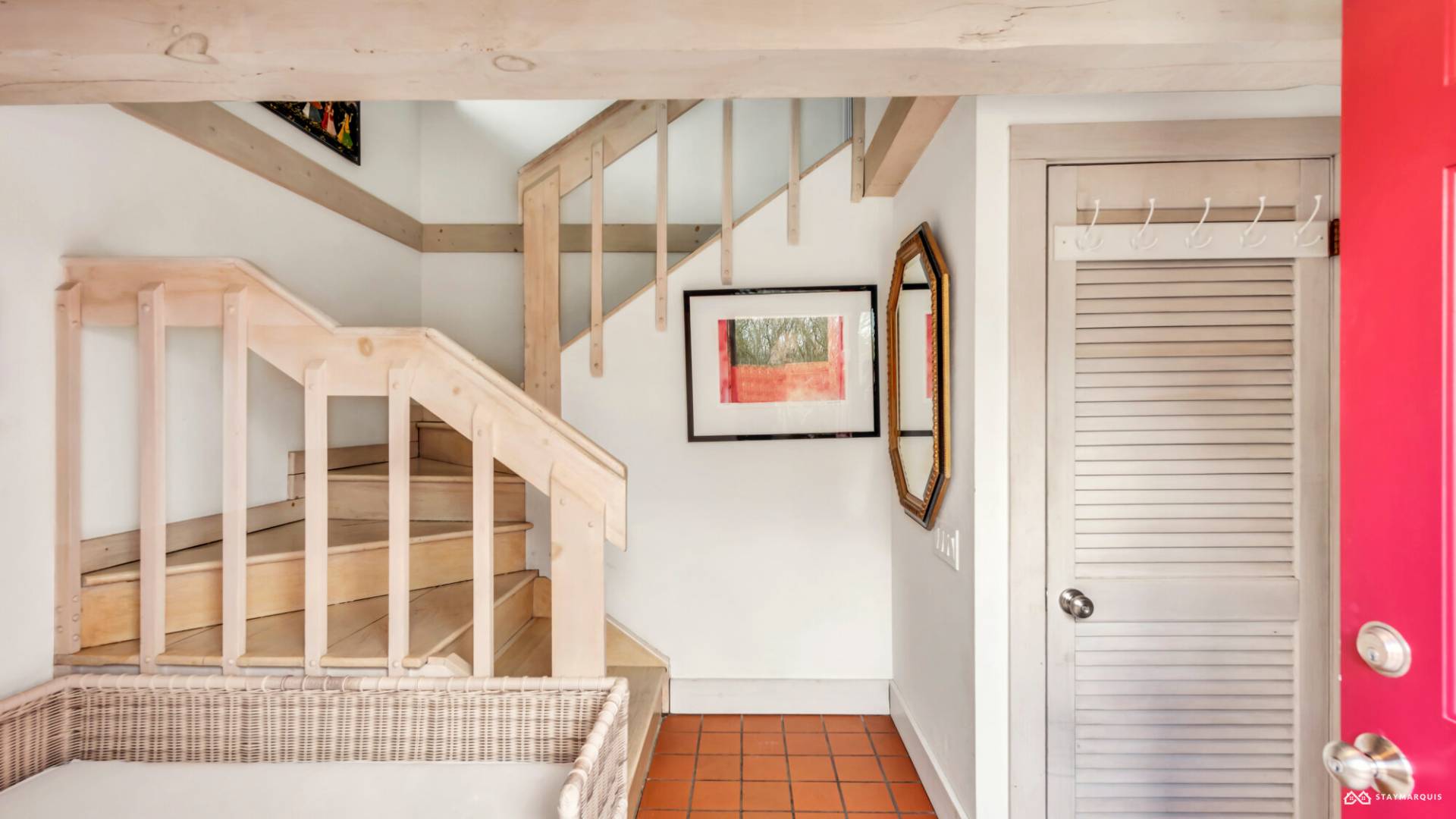 1100 Ocean Road Bridgehampton, NY 11932 - Photo 20 of 49 a view of staircase with railing and white walls