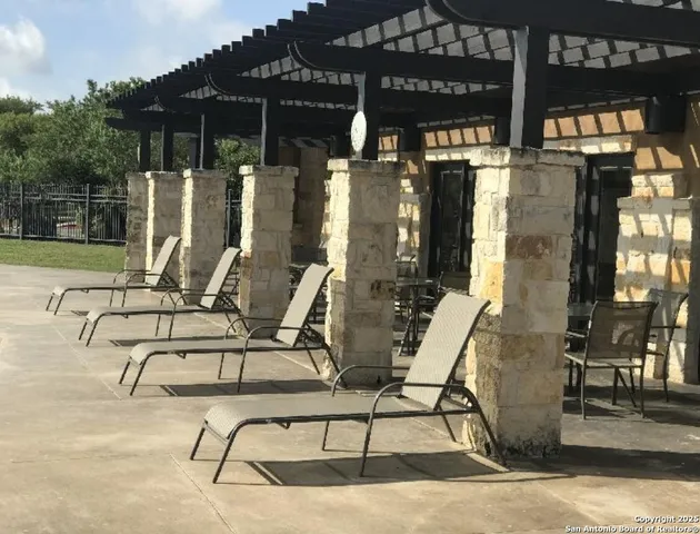 a outdoor view with a sitting space