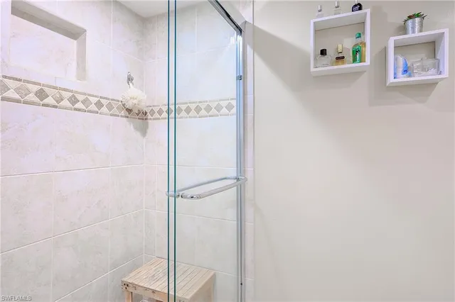 a bathroom with a shower