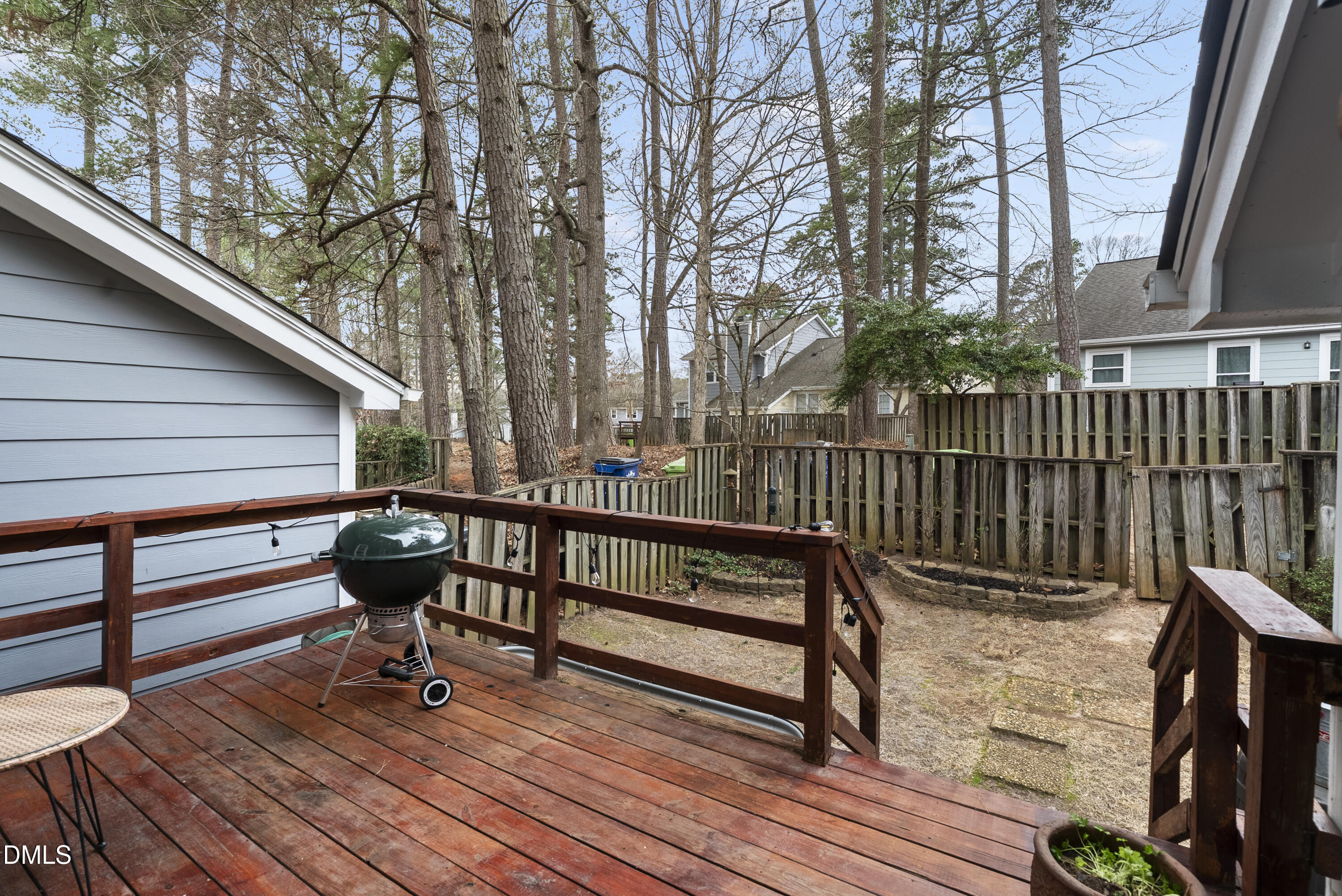 1515 Hemphill Drive Raleigh, NC 27609 - Photo 36 of 46 a view of deck with a table and chairs and wooden floor