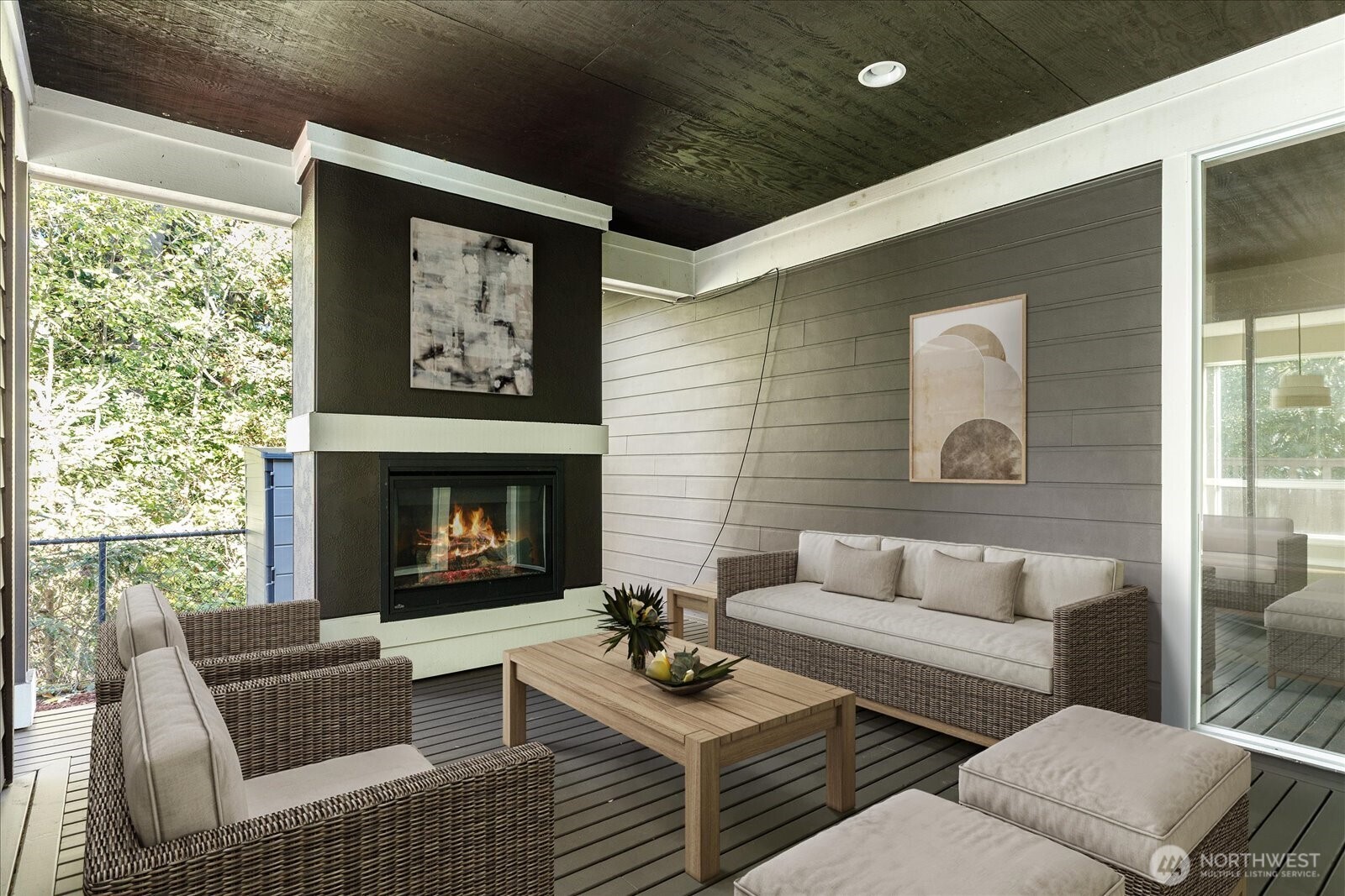 3701 170th Place Southeast Bothell, WA 98012 - Photo 17 of 37 a living room with furniture and a fireplace