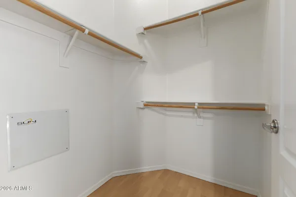 a view of small space with racks on the wall