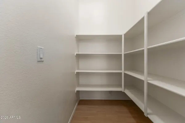 a storage room with empty racks
