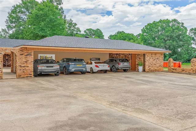 a view of car parked in front of building