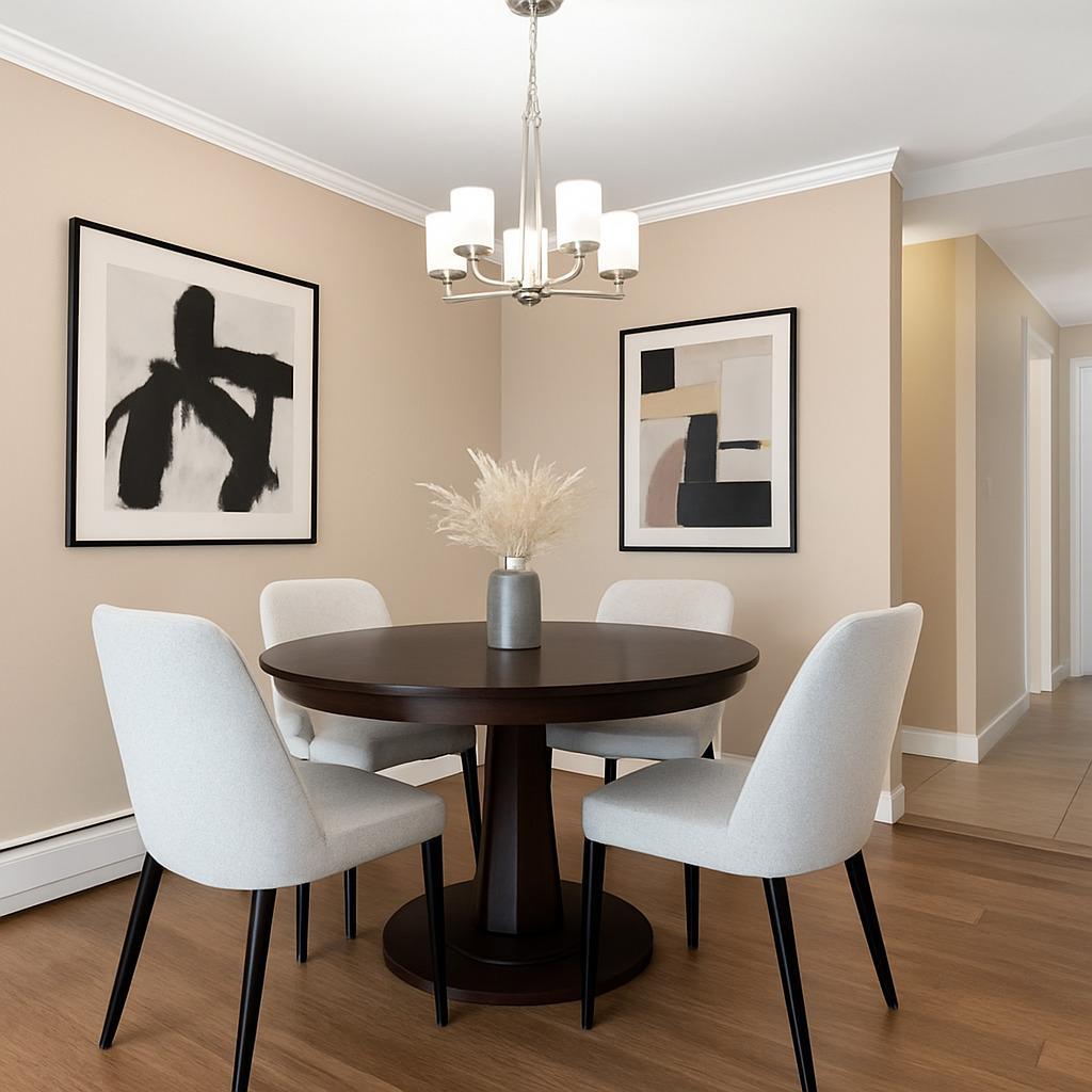 16 East Old Willow Road, Unit 424S Prospect Heights, IL 60070 - Photo 4 of 24 a view of a dining room with furniture wooden floor and a chandelier