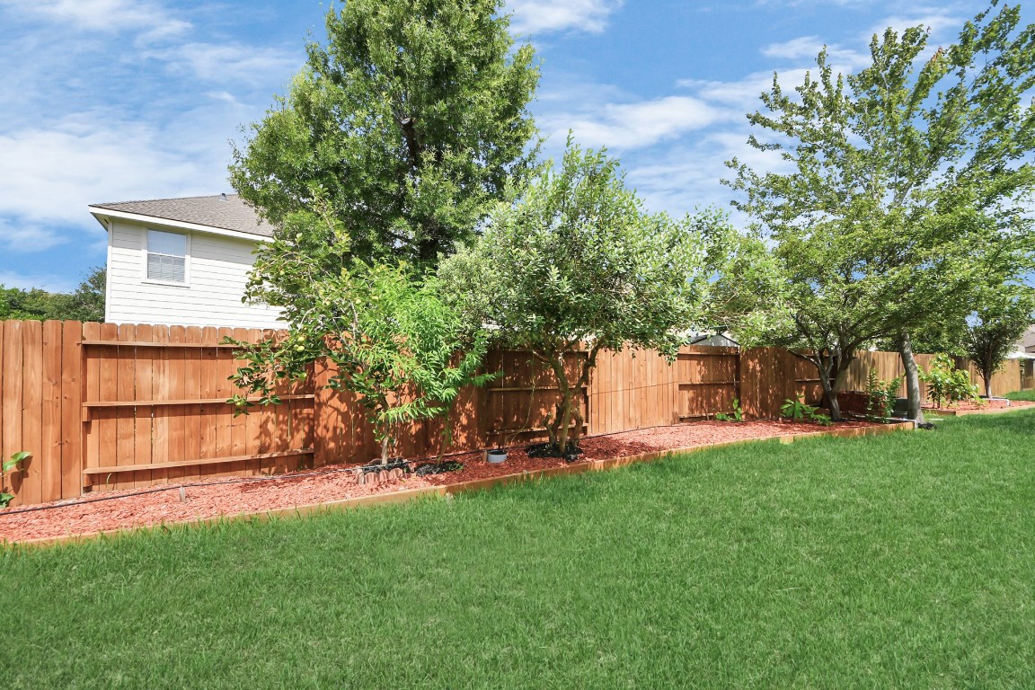 6803 Chapelfield Lane Houston, TX 77049 - Photo 45 of 50 a view of a backyard with table and chairs and a large tree