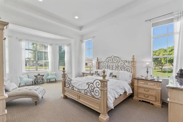 a view of a lake with houses in the back