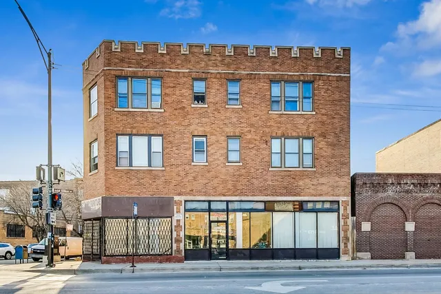 a front view of a building