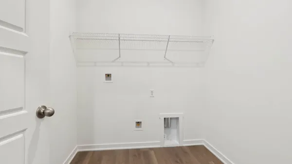a view of a room with racks on the wall