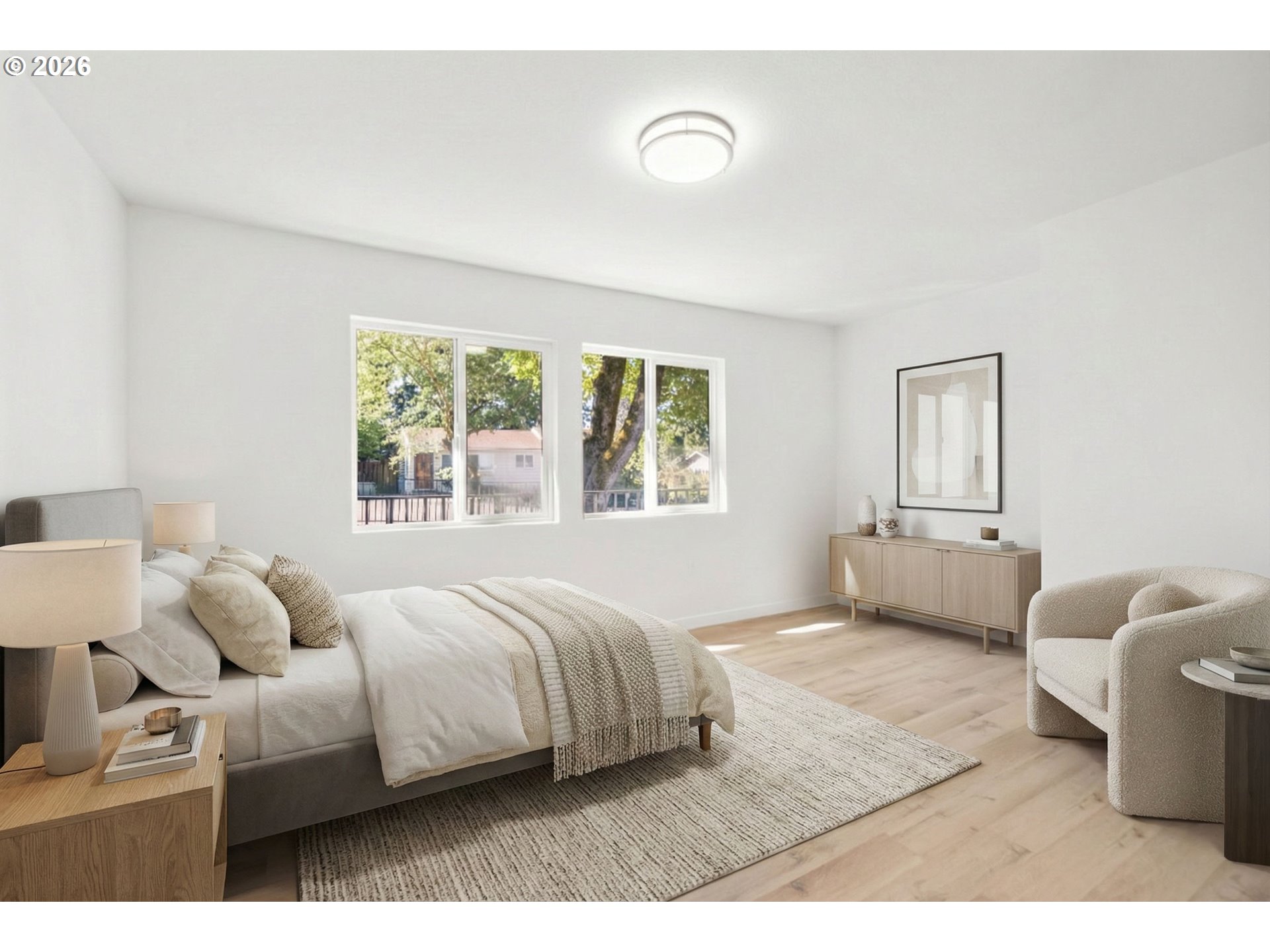 142 Northeast 128th Avenue Portland, OR 97230 - Photo 15 of 43 a bedroom with bed and a large window