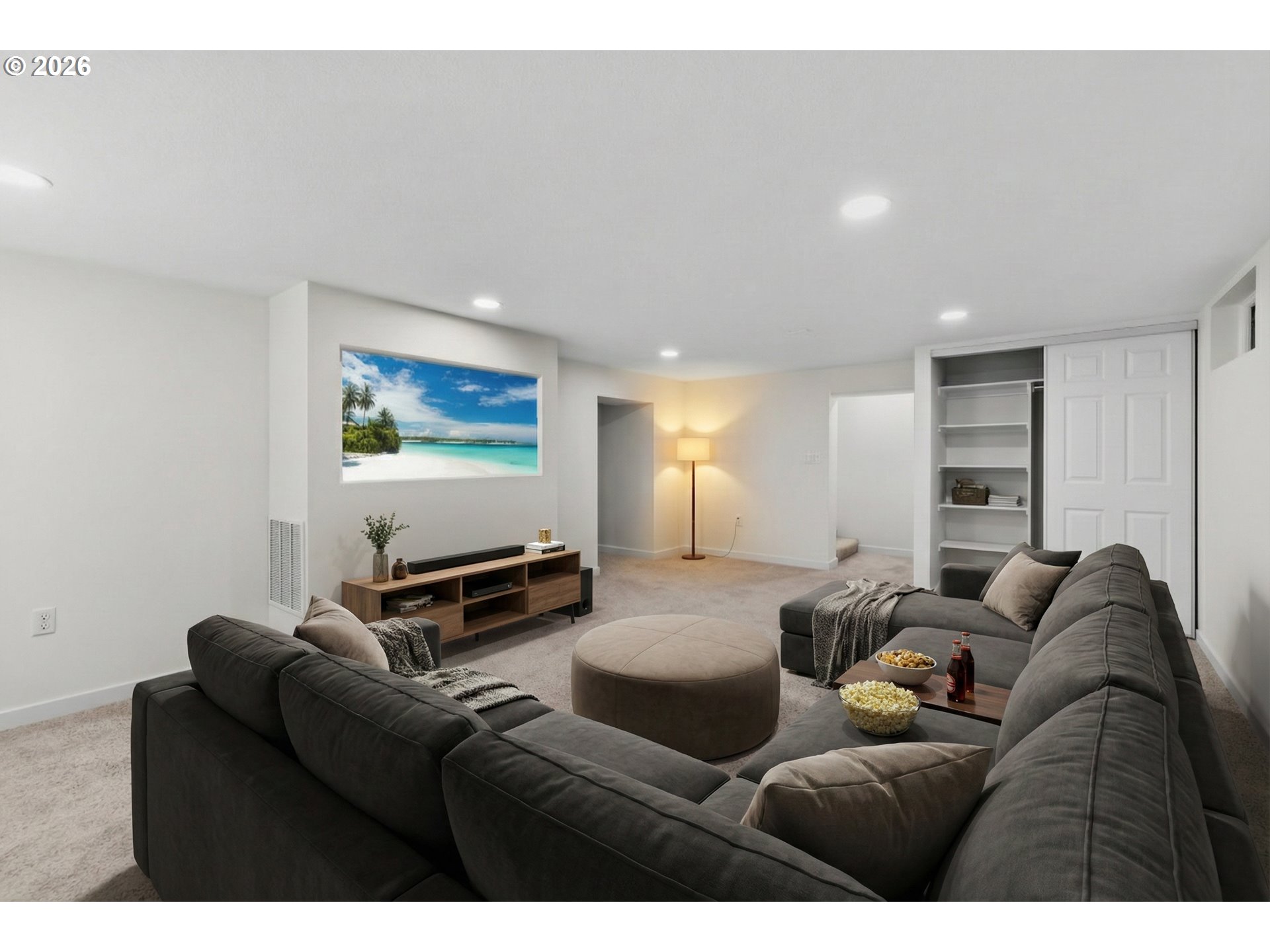 142 Northeast 128th Avenue Portland, OR 97230 - Photo 35 of 43 a living room with furniture and a flat screen tv
