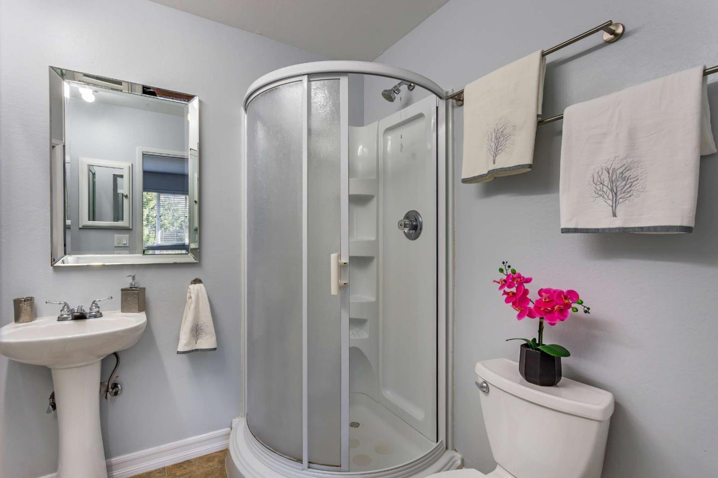 3 Yellowstone Way Pacifica, CA 94044 - Photo 13 of 21 a bathroom with a shower sink mirror and toilet