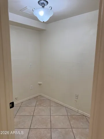 a view of a room with a bench