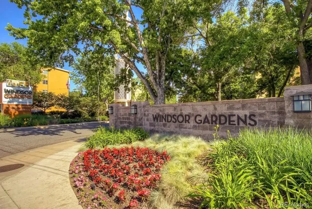 a view of a park with trees