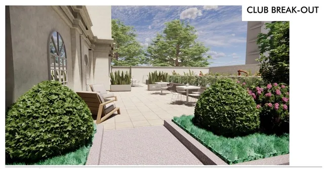 an outdoor view with patio