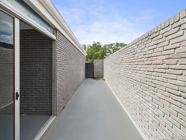 a view of a balcony with an outdoor space