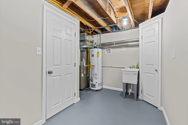 a view of storage and utility room with closet
