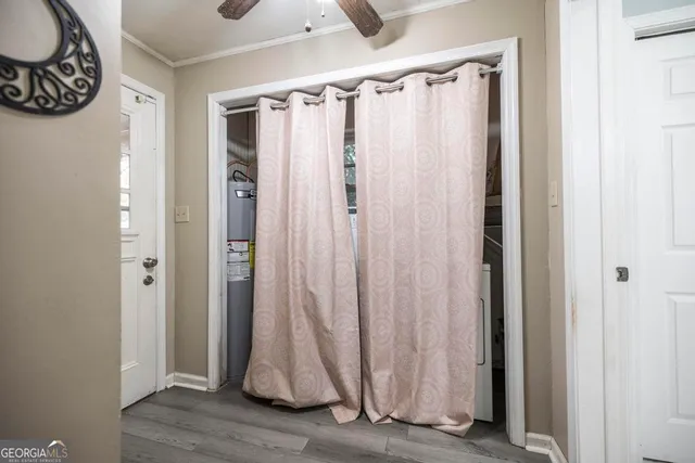 a view of a entryway with wooden floor