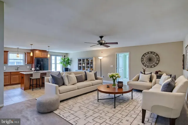 a living room with furniture