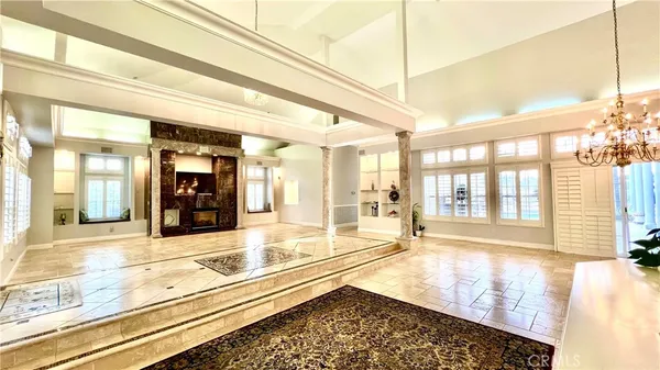 a living room with a large window