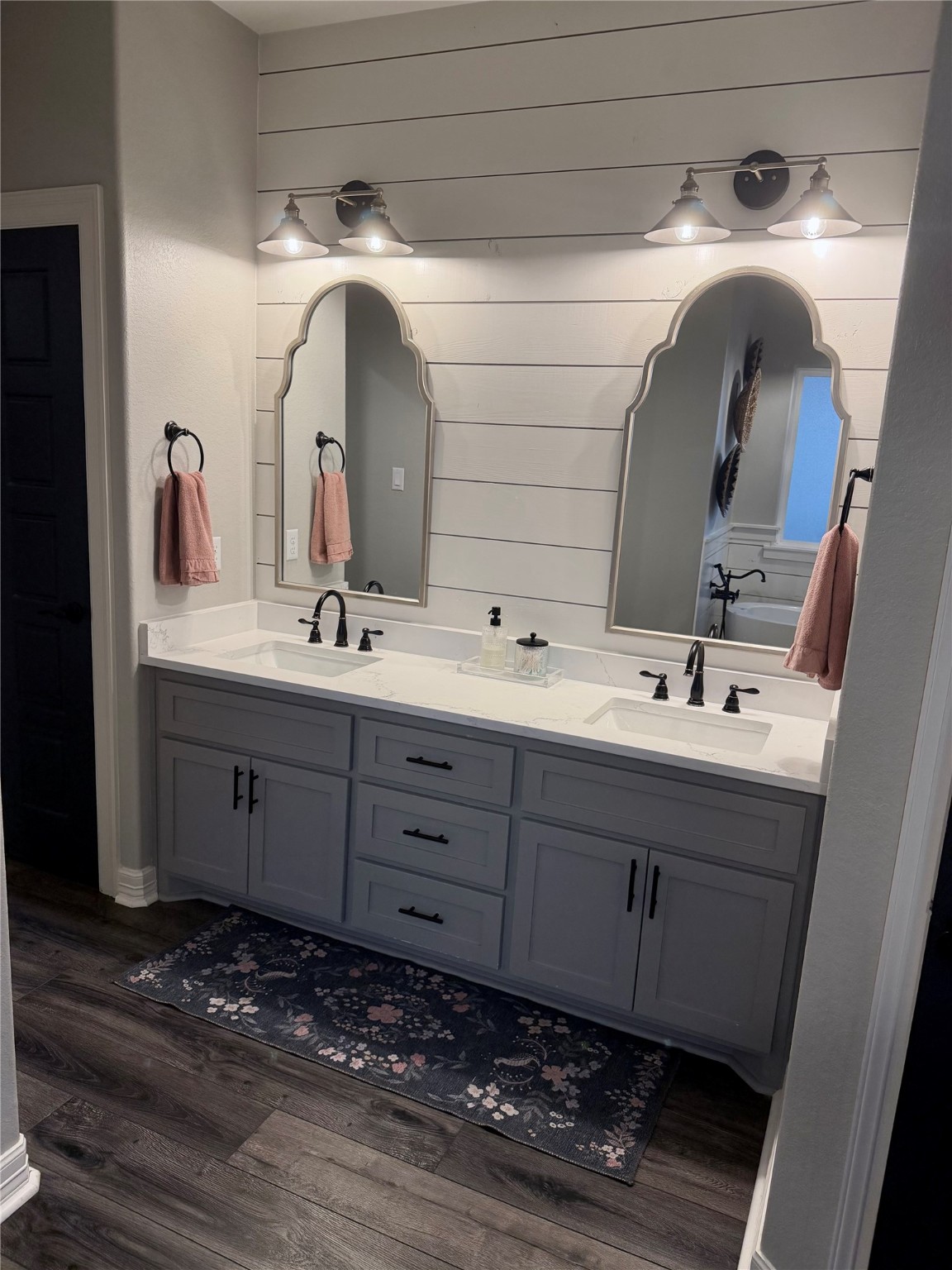 756 Angus Trail Angleton, TX 77515 - Photo 13 of 39 a bathroom with a double vanity sink and a mirror