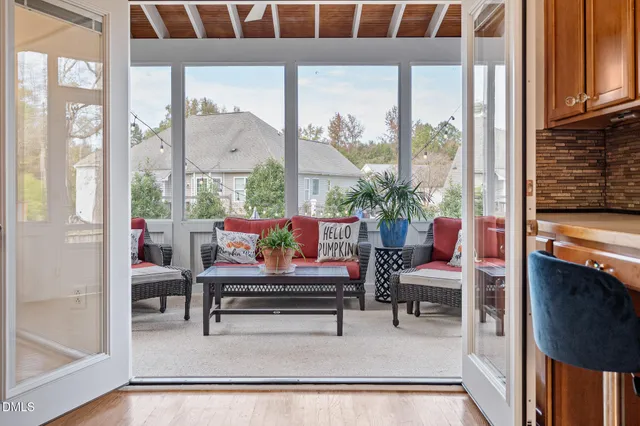 a outdoor living space with furniture