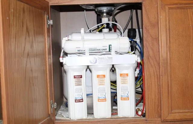 a view of a small space with a window