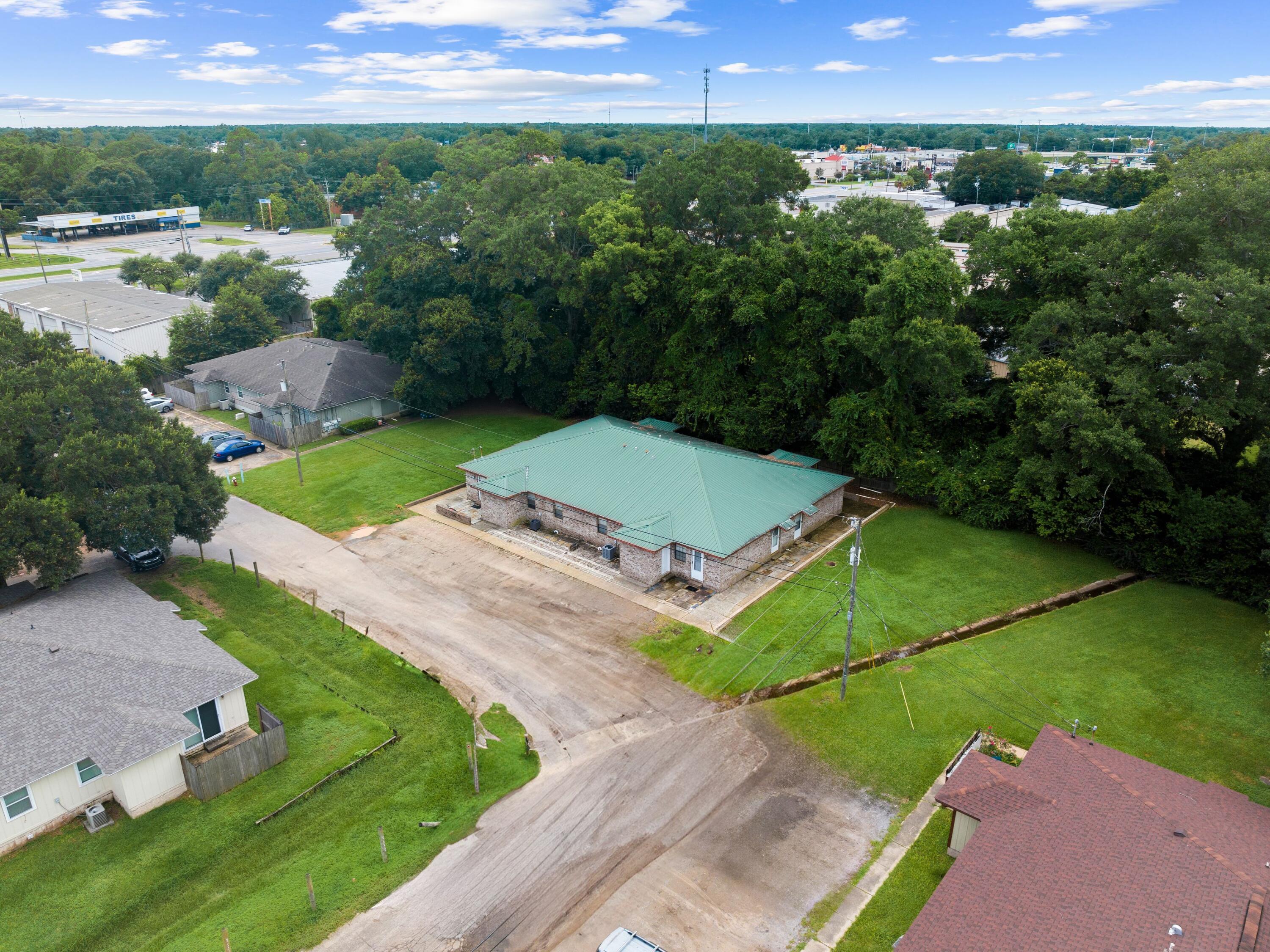 an aerial view of a house